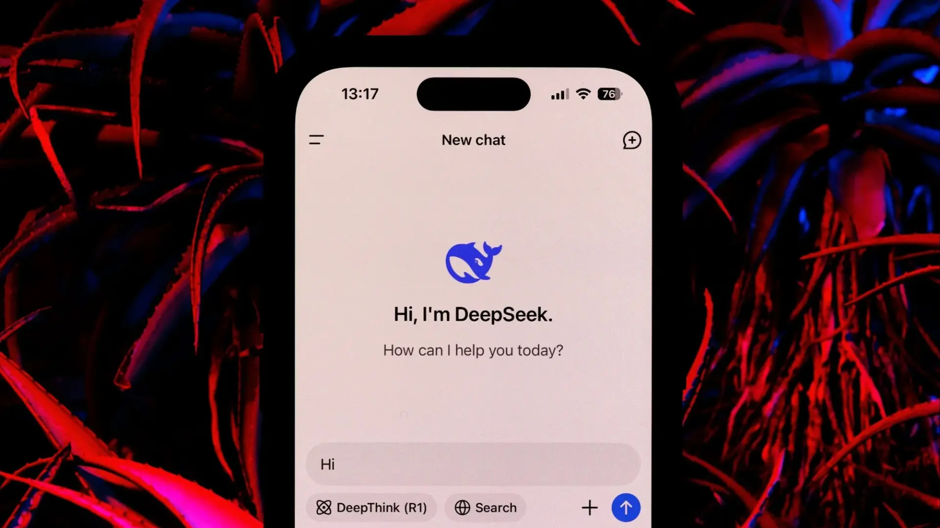 DeepSeek AI chat interface displayed on a smartphone showcasing AI-powered conversational technology