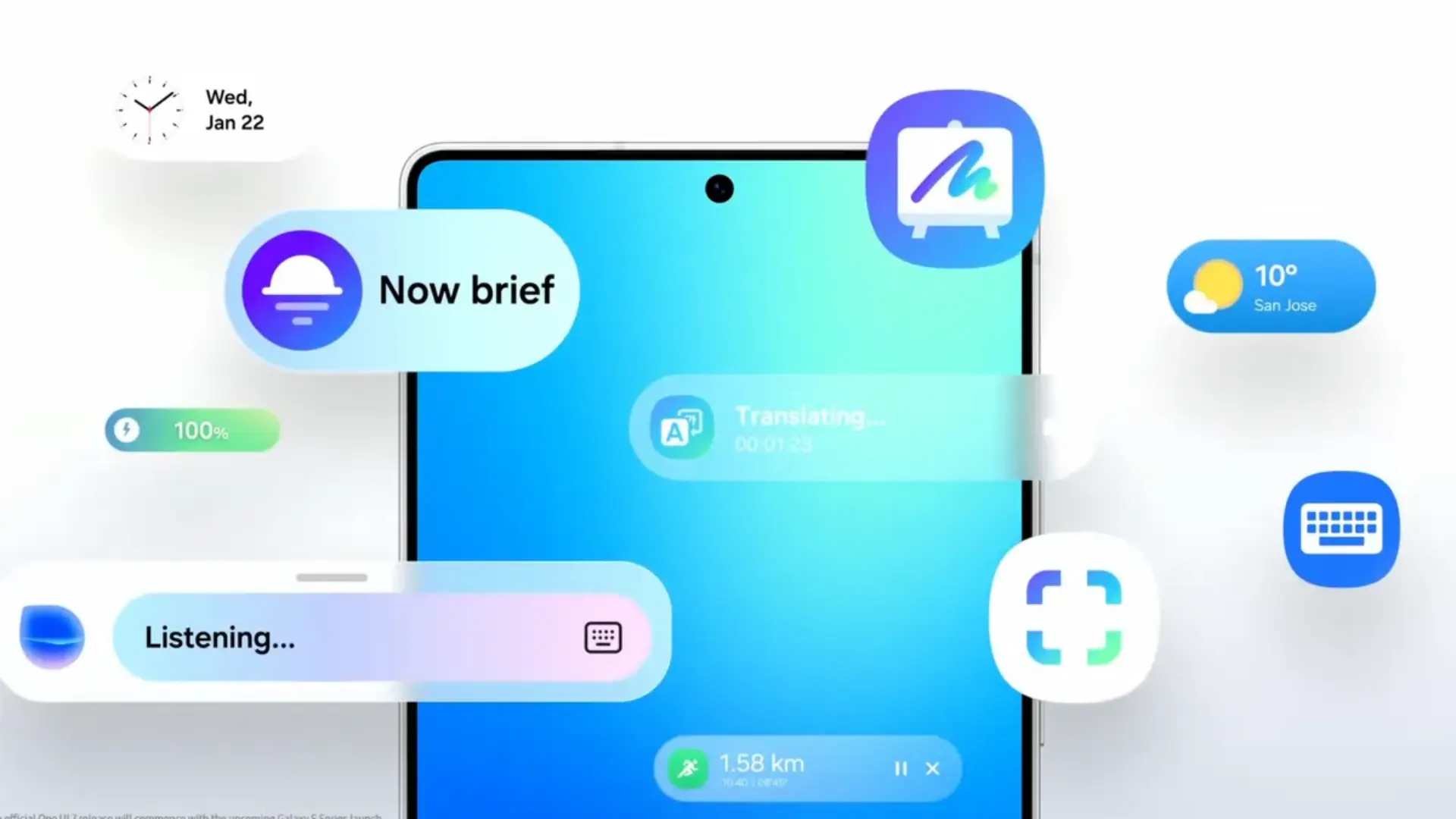 Galaxy AI smart assistant interface with AI powered features